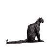 Stoic panther sculpture crafted from bronze