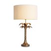 Gorgeous, tropical brass finish side lamp with boucle shade