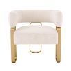 Glamorous design armchair with wrap-around backrest and rectangular brass legs