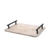 Stylish travertine tray with sturdy bronze handles