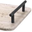 Stylish travertine tray with sturdy bronze handles