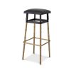 A stylish bar stool by Eichholtz with a black leather and vintage brass finish