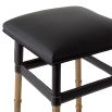 A stylish bar stool by Eichholtz with a black leather and vintage brass finish