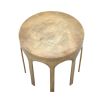 A striking side table by Eichholtz with arched details and a vintage brass finish