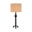 bronze geometric lamp with linen mix shade