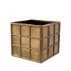 Gorgeously simple planter with vintage gold finish and grid design