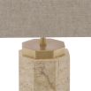 Gorgeous modern table lamp with hexagonal linen shade and travertine finish