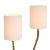 Textured conjoined brushed-brass side lamp with two boucle shades.