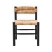 Stylish black frame dining chair with woven seat and backrest