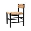 Stylish black frame dining chair with woven seat and backrest