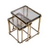 Set of 2 brass side tables with glass top