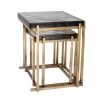 Set of 2 brass side tables with glass top