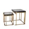 Set of 2 brass side tables with glass top