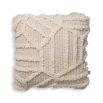 Abstract tufted wool cushion design in cream colour