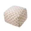 Cosy tufted wool detail pouffe in cream finish