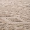 Contemporary outdoor rug in beige finish with striking geometric pattern 