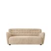 Cosy canberra sand upholstered sofa with sumptuous curves and deep stitching details