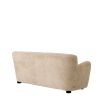 Cosy canberra sand upholstered sofa with sumptuous curves and deep stitching details