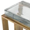 Sculptural brass side table with handmade glass top