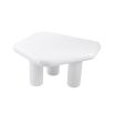 Contemporary, rounded, organic shaped side table in white fiberglass finish