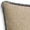 Greige square cushion with grey fringe