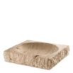 Square travertine bowl with carved out centre