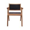 Artistic black woven chair with warm wooden frame