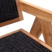 Artistic black woven chair with warm wooden frame