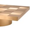Luxury brass square-top coffee table with circular base