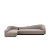 Luxurious sofa with curved backrest in grey upholstery