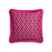 A stylish and bright coloured cushion with a lovely geometric print and playful fringed border