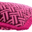 A stylish and bright coloured cushion with a lovely geometric print and playful fringed border