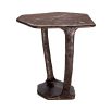 bronze side table, handcrafted in a hammered bronze style