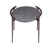 Elegant round side table wit black marble surface and minimal bronze frame