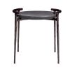 Elegant round side table wit black marble surface and minimal bronze frame