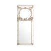 An elegant wall mirror by Eichholtz embellished with delicate leaves and blossoms with an antique white finish