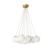 Elegant chandelier featuring suspended orb design and brass plate