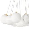 Elegant chandelier featuring suspended orb design and brass plate