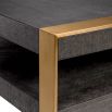 Dark mocha finish coffee table with layered shelving