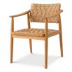 Set of two woven chairs with teak wood frames