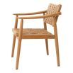 Set of two woven chairs with teak wood frames