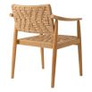 Set of two woven chairs with teak wood frames
