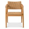 Set of two woven chairs with teak wood frames