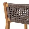 Teak framed dining chair with grey woven seat and back rest