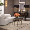 Brown abstract sideboard with gold trim