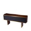 Brown abstract sideboard with gold trim
