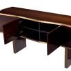 Brown abstract sideboard with gold trim