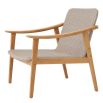 Elegant taupe coloured woven armchair for indoor or outdoor use