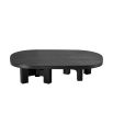 Black wooden coffee table with geometric legs