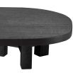 Black wooden coffee table with geometric legs